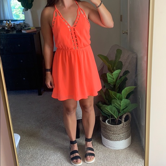 Cals Dresses & Skirts - Neon pink cut-out dress